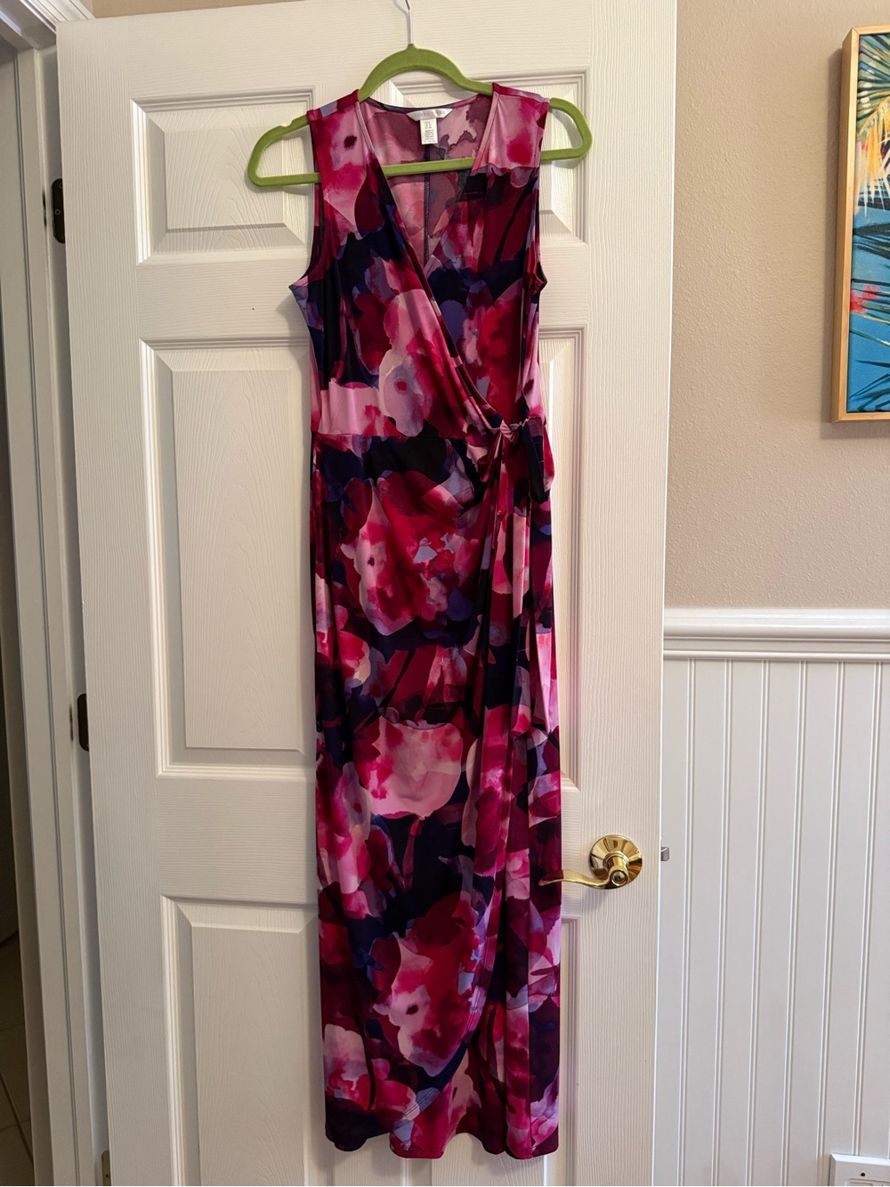 London Times Floral Pink & Purple Wrap Maxi Dress
